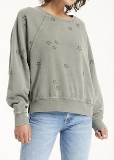 Z Supply Bo Embroidered Star Sweatshirt In Dusty Olive
