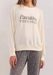 Z Supply Cassie Pawsitive Vibes Only Long Sleeve Top In Bone