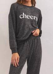 Z Supply Cheers Relaxed Long Sleeve Top In Heather Black