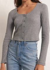 Z Supply Ciana Cropped Waffle Top In Heather Grey