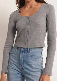 Z Supply Ciana Cropped Waffle Top In Heather Grey