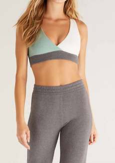 Z Supply Color Block Bra In Charcoal/heather