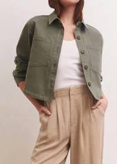 Z Supply Cropped Twill Jacket In Evergreen