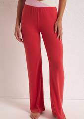Z Supply Cross Over Flare Pants In Candy Red