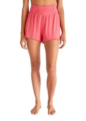 Z Supply Dawn Smocked Rib Short In Watermelon