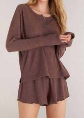 Z Supply Dream Time Rib Long Sleeve Top in Fig