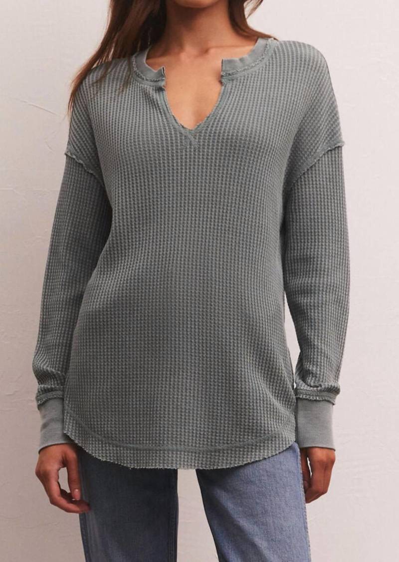 Z Supply Driftwood Thermal Top In Calypso Green