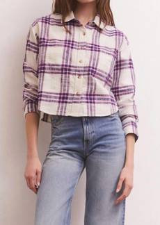 Z Supply Ethan Cropped Plaid Top In Sandstone