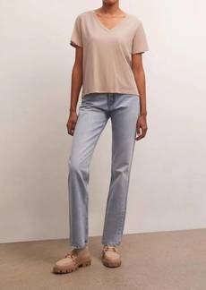 Z Supply Girlfriend V-Neck Tee In Taupe