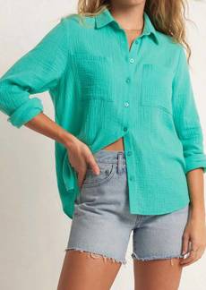 Z Supply Kaili Button Up Gauze Top In Cabana Green