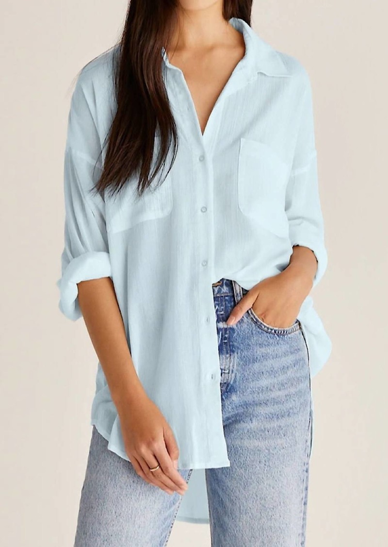 Z Supply Lalo Button Up Top In Turquoise