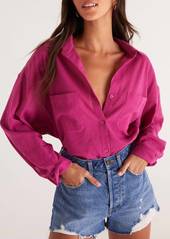 Z Supply Lalo Gauze Button Up Top In Sweet Plum