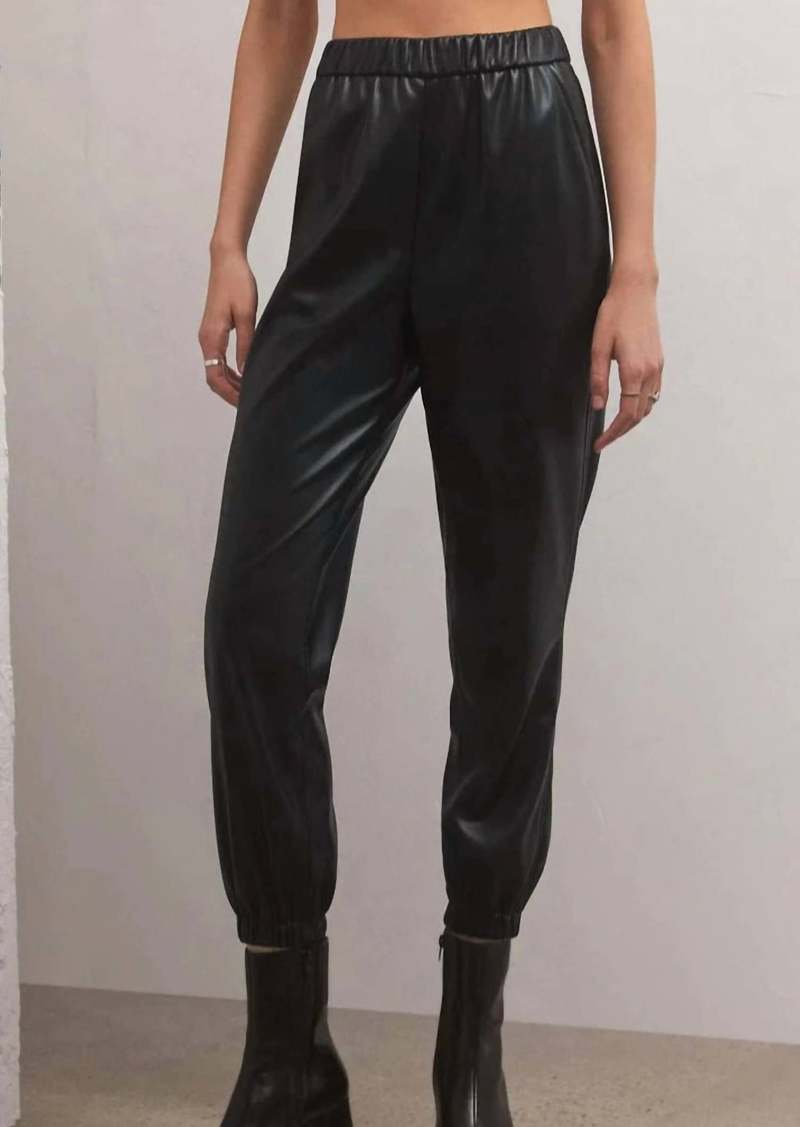 Z Supply Lenora Faux Leather Jogger In Black