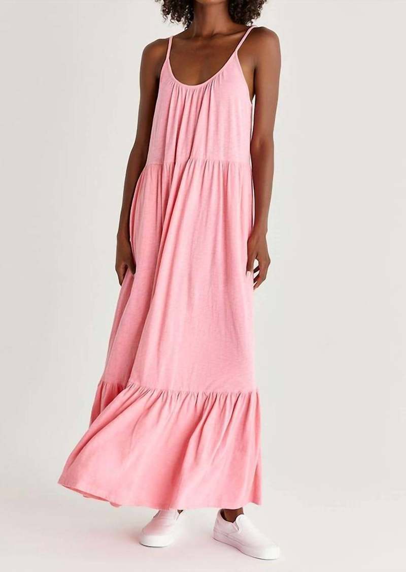 Z Supply Lido Slub Maxi Dress In Flamingo
