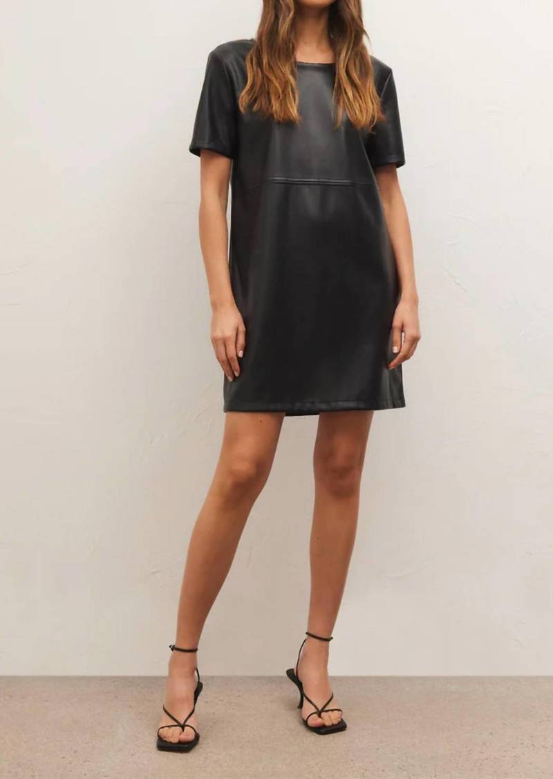 Z Supply London Faux Leather Mini Dress In Black