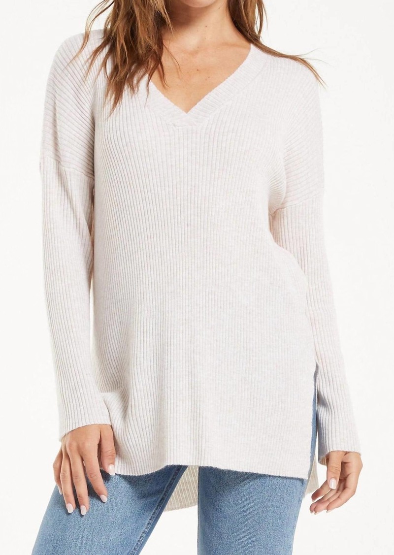 Z Supply Martell Ribbed Knit Sweater In Oatmeal