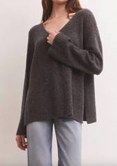 Z Supply Modern V-Neck Sweater In Charcoal Heather