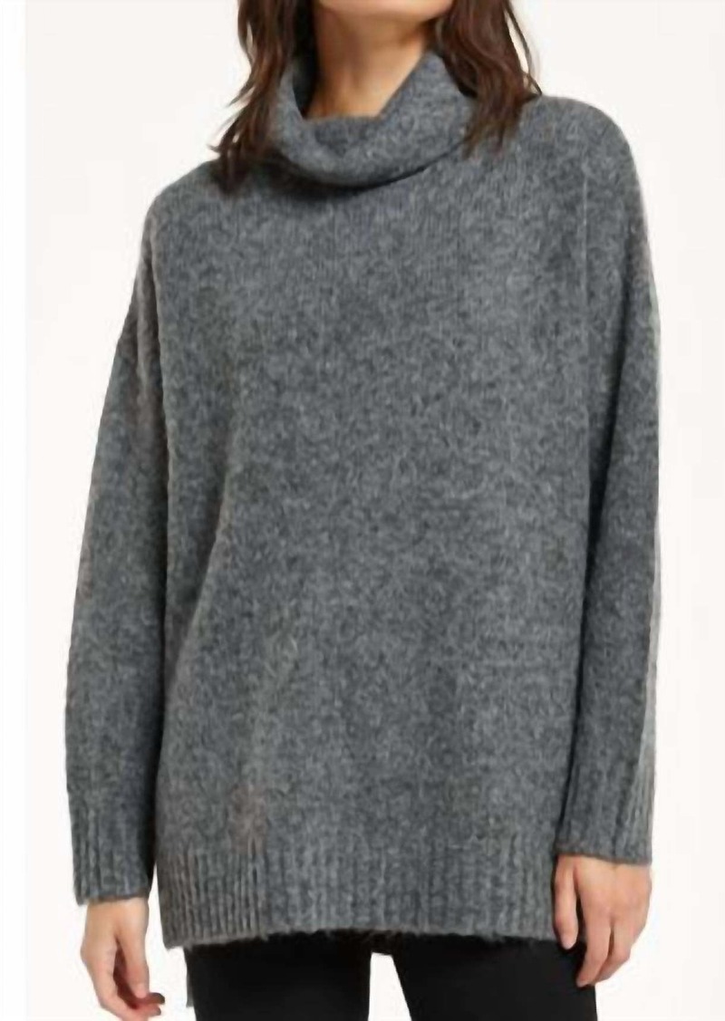 Z Supply Norah Cowl Neck Sweater In Charcoal