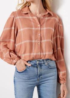 Z Supply Overland Plaid Blouse In Penny