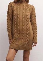Z Supply Sage Cable Sweater Dress In Camel