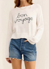 Z Supply Sienna Bon Voyage Sweater In White