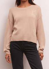 Z Supply Sienna Open Star Sweater In Beige