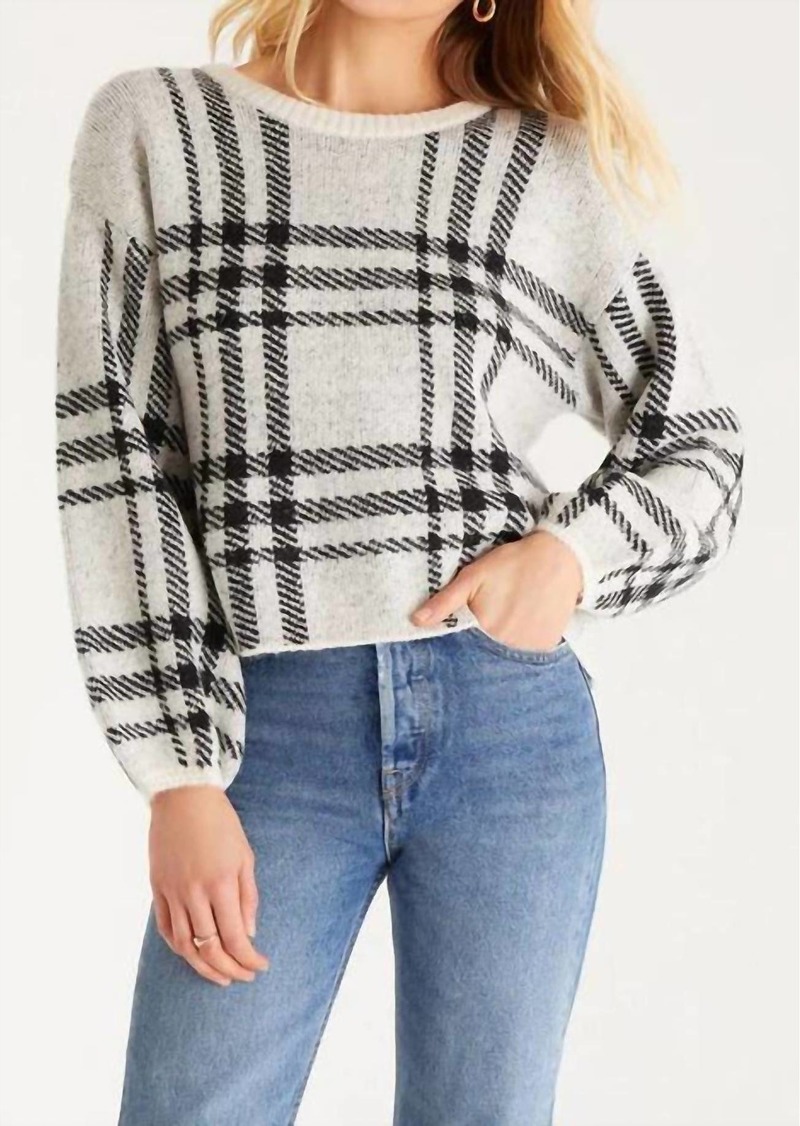 Z Supply Solange Plaid Sweater In Oatmeal