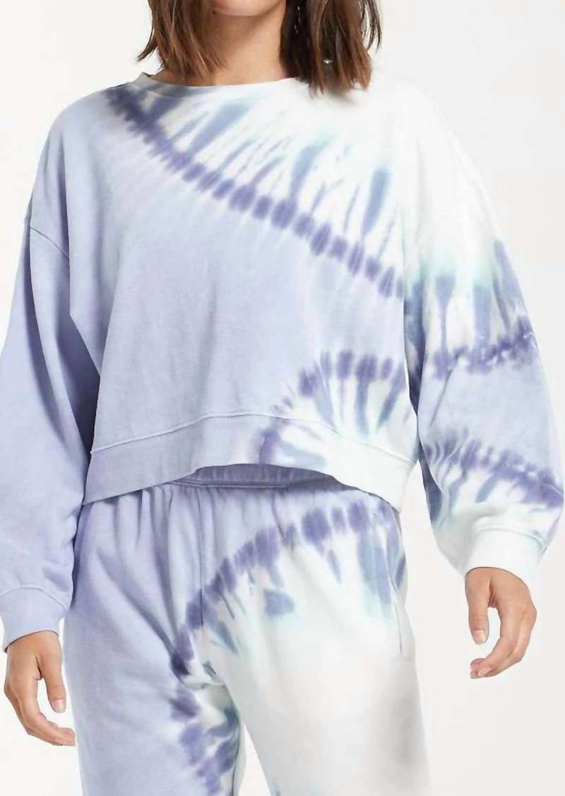 Z Supply Spiral Tie Dye Sweatshirt In Ice Blue