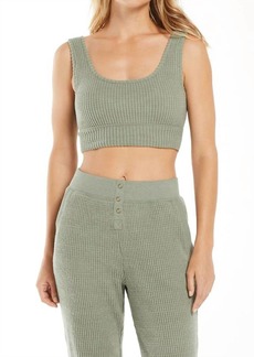 Z Supply Waffle Tank Bra In Agave Green