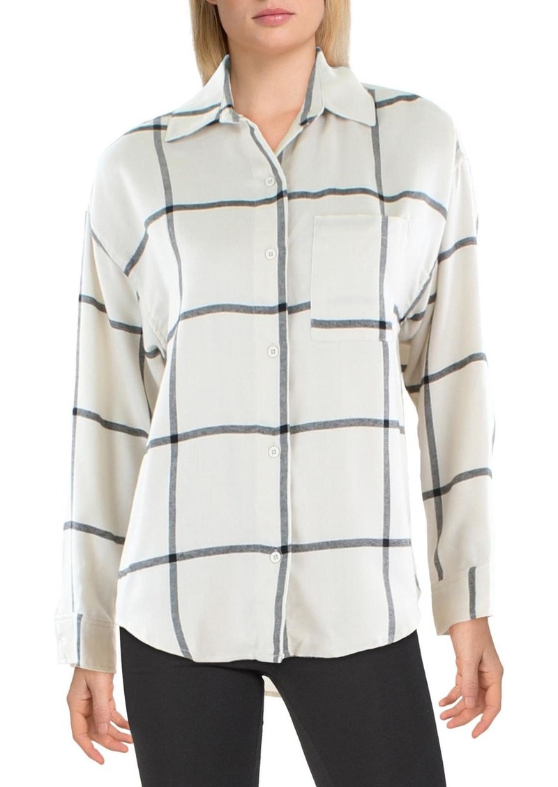 Z Supply Womens Plaid Collared Button-Down Top