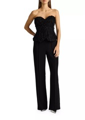 Zac Posen Applique-on-Lace Bustier Jumpsuit