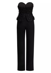 Zac Posen Applique-on-Lace Bustier Jumpsuit