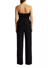 Zac Posen Applique-on-Lace Bustier Jumpsuit