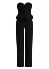 Zac Posen Applique-on-Lace Bustier Jumpsuit