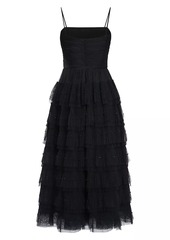 Zac Posen Beaded Layered Tulle Midi-Dress