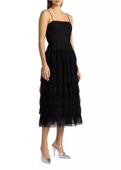 Zac Posen Beaded Layered Tulle Midi-Dress