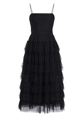 Zac Posen Beaded Layered Tulle Midi-Dress