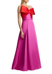 Zac Posen Colorblocked Bow Mikado Gown