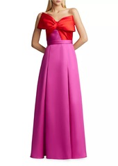 Zac Posen Colorblocked Bow Mikado Gown