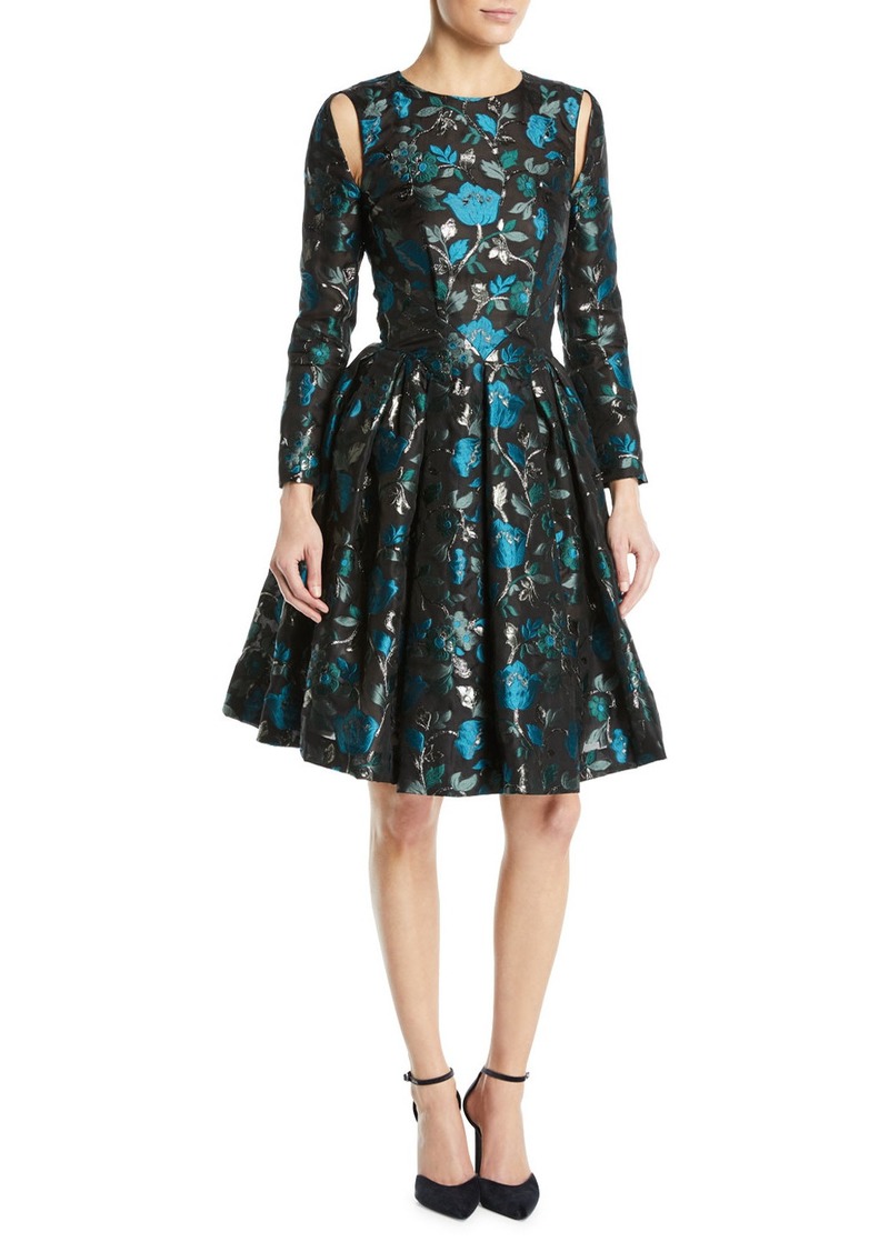 Zac Posen Cutout Long-Sleeve Fit-and ...