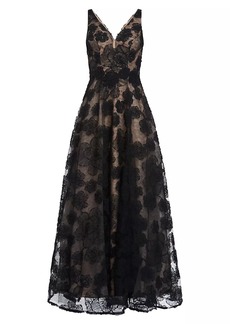 Zac Posen Floral Lace A-Line Gown
