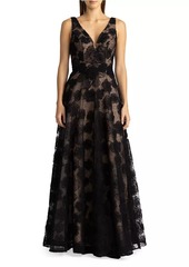 Zac Posen Floral Lace A-Line Gown