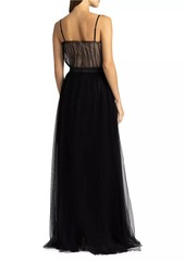 Zac Posen Flower Appliqué Tulle Gown