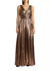 Zac Posen Metallic Pleated Gown