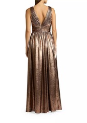 Zac Posen Metallic Pleated Gown