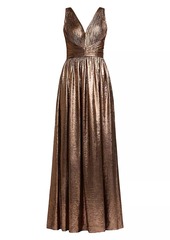 Zac Posen Metallic Pleated Gown