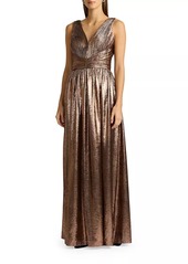 Zac Posen Metallic Pleated Gown