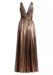 Zac Posen Metallic Pleated Gown