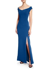 Zac Posen Off-the-Shoulder Bonded-Crepe Gown