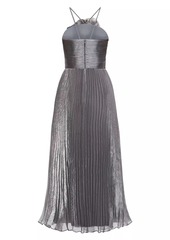 Zac Posen Pleated Lamé Midi-Dress